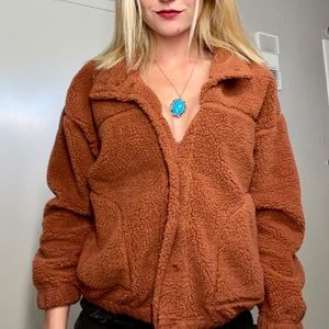 Burgundy Fleece Jacket Size Medium